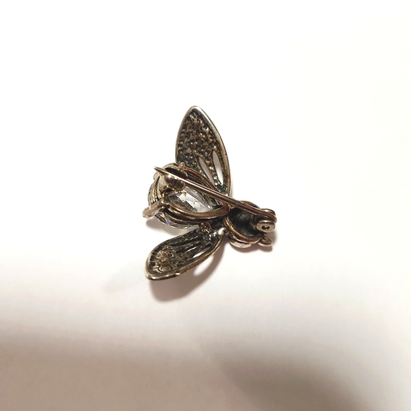 925 milor ITALY cz sterling silver flying fly bee brooch pin vintage stamped - Picture 4 of 9
